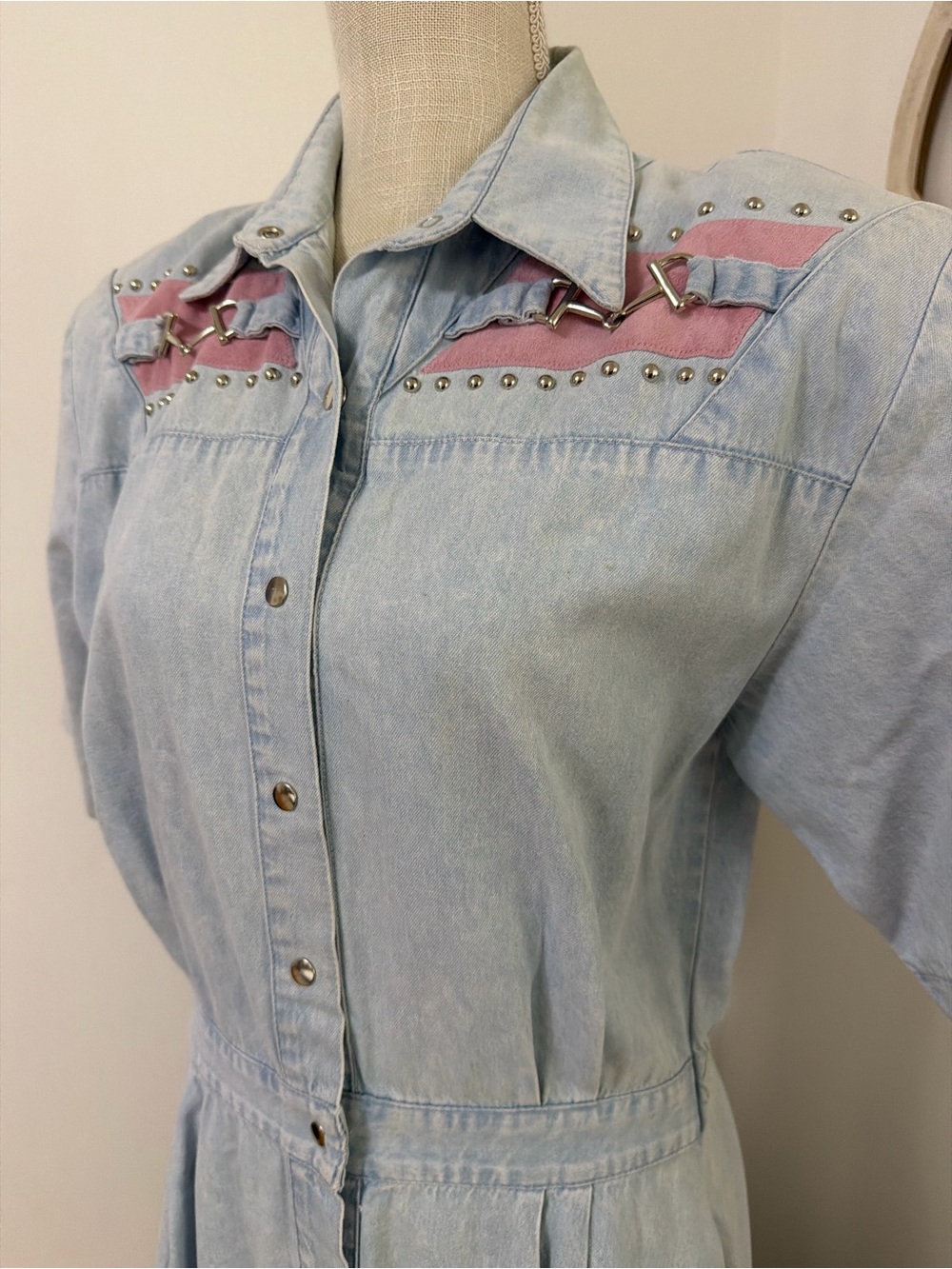 Vintage Rio Brand Denim Short Sleeve Button Down Dress Women’s Size Small - Picture 3 of 16